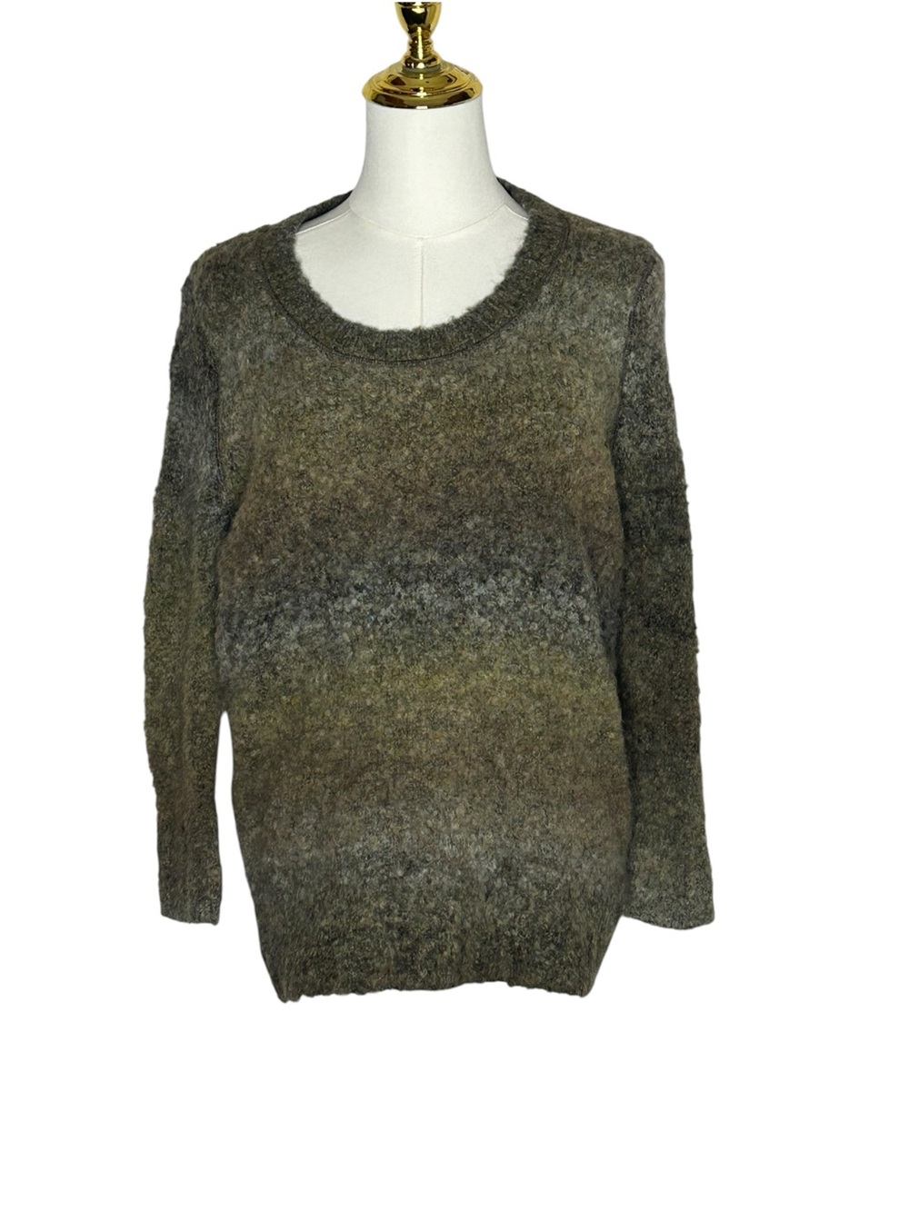 Woolrich Earthy Olive Gradient Wool Blend Crewneck Sweater Sz S Granola Girl